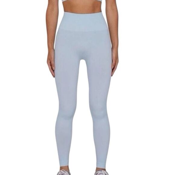 SET ACTIVE Sculptflex Athletic Blue Leggings Size Medium Yoga Running Workout 📦 - Picture 1 of 8